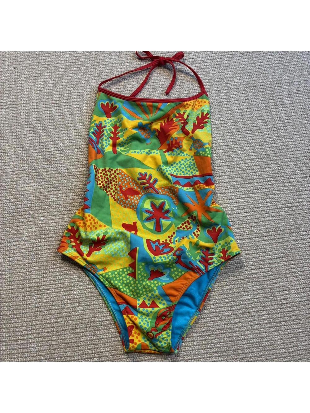 super cute colorful abstract one piece bathing suit size small